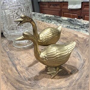 Vintage mid-century Brass goose Figurines